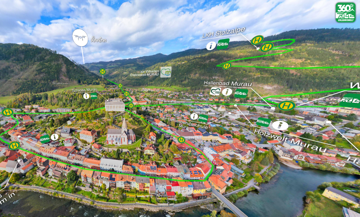 360°-Erlebniswelt: das Öffi-Netz von oben betrachten