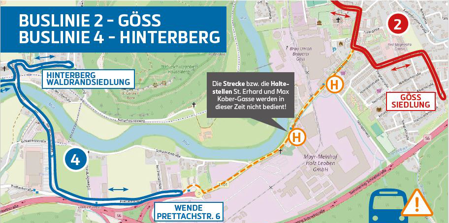 Leoben: Änderungen bei Linien 2 und 4